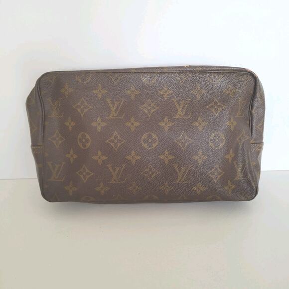 LOUIS VUITTON Trousse Toilette 28 Clutch Hand Bag Monogram Brown Zip Pouch - Picture 2 of 15